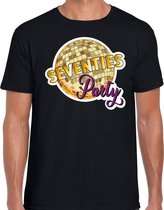 Disco seventies party feest t-shirt zwart voor heren XL