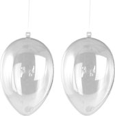 2x Paasversiering hangend ei van plastic 6 cm - DIY paasei versieren - Pasen decoratie - Hobbymateriaal/knutselmateriaal