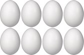 8x Piepschuim ei decoratie 20 cm hobby/knutselmateriaal - Twee losse helften/schalen ei - Knutselen DIY eieren beschilderen - Pasen thema paaseieren eitjes wit