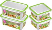 4x Récipients de stockage / aliments 1,5 et 2 litres plastique transparent / vert / plastique - Kiev - Récipient alimentaire hermétique / hermétique - Mealprep - Repas