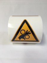 Waarschuwingssticker handbeklemming, 100 per rol, 100 mm