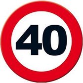 Decoratie verkeersbord 40 jaar - kartonnen 40 jaar versiering 49 cm