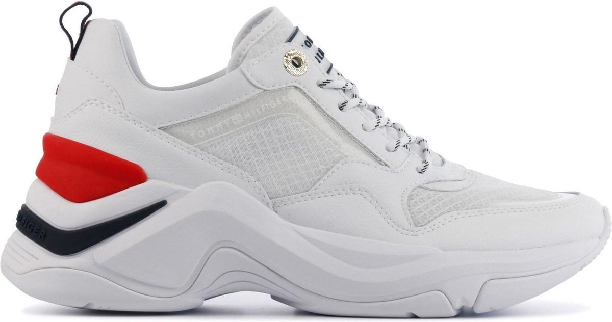Tommy Hilfiger Vrouwen Leren Lage sneakers / Damesschoenen Wedge Sporty -  Wit - Maat 39 | bol.com