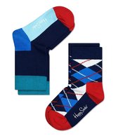 2-pack Happy Socks Kids Argyle sokken, Blauw