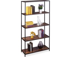 boekenrek industrieel - 5 planken - vintage - 150 x 77 x 33 cm - open