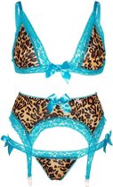 Jarretel set met luipaard print S/M