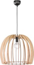 LED Hanglamp - Trion Wody XL - E27 Fitting - Rond - Mat Lichtbruin Hout - BSE