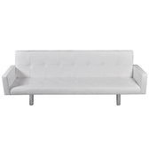 Slaapbank - Kunstleer - Wit - 184 x 77,5 x (60,5 / 64 / 66,5) cm