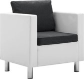 Fauteuil kunstleer wit en donkergrijs