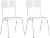 Eetkamerstoelen 2 st massief multiplex staal wit