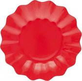 32x Diepe kartonnen bordjes rood 21 cm - Wegwerpborden van karton - Feestbordjes - Feestartikelen tafeldecoratie