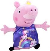 Pluche Peppa Pig/Big knuffel in paarse pyjama 28 cm speelgoed - Cartoon varkens/biggen knuffels - Speelgoed voor kinderen