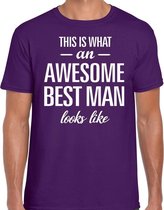 Awesome best man/getuige cadeau t-shirt paars heren S