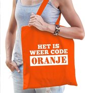 Het is weer code oranje katoenen tasje voor dames - Konginsdag / Oranje supporter accessoire