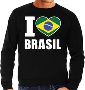 I love Brasil supporter sweater / trui voor heren - zwart - Brazilie landen truien - Braziliaanse fan kleding heren XXL