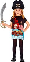 Widmann - Piraat & Viking Kostuum - Doodshoofd Piratenkapitein Nanda - Meisje - Zwart - Maat 104 - Carnavalskleding - Verkleedkleding