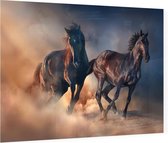 Zwarte hengsten in de woestijn - Foto op Plexiglas - 60 x 40 cm