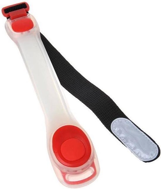 LED Sportarmband hardlopen verstelbaar inclusief batterijen kleur rood - Merkloos