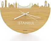 Skyline Klok Istanbul Eikenhout - Ø 40 cm - Woondecoratie - Wand decoratie woonkamer - WoodWideCities