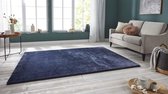 Handgetuft hoogpolig vloerkleed Supersoft - marineblauw 160x230 cm