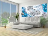 Blue Floral Diamond Abstract Modern Photo Wallcovering