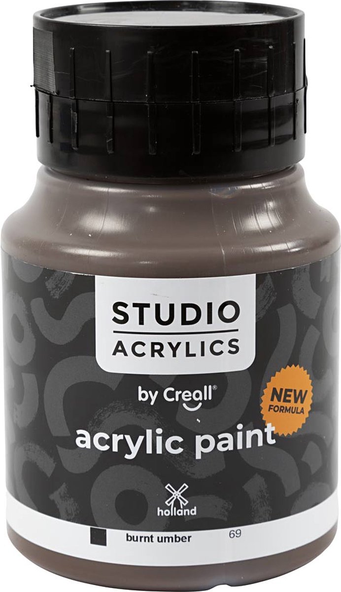 Acrylverf - Bruin Burnt Umber (#69) - Dekkend - Creall Studio - 500ml - 1 fles