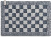 Knit Factory Gebreide Placemat - Onderlegger Block - Eetmat - Ecru/Granit - 50x30 cm