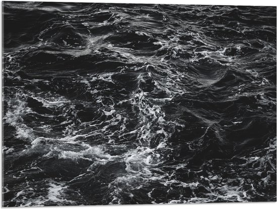 WallClassics - Acrylglas - Golvende Zee Zwart/Wit - 80x60 cm Foto op Acrylglas (Wanddecoratie op Acrylaat)