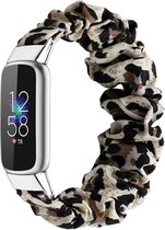 Textiel Smartwatch bandje - Geschikt voor Fitbit Luxe scrunchie bandje - leopard - Strap-it Horlogeband / Polsband / Armband