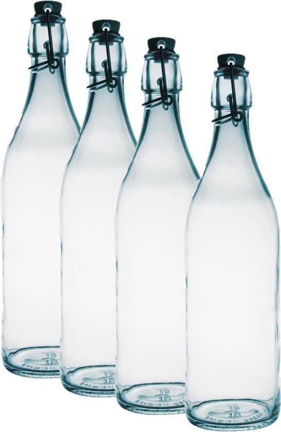 KADAX glazen flessen 1L, 20 stuks, sapflessen met schroefdop fi53mm, lege flessen voor inmaken & vullen, inmaakflessen voor sap, breedhalsfles (Groen