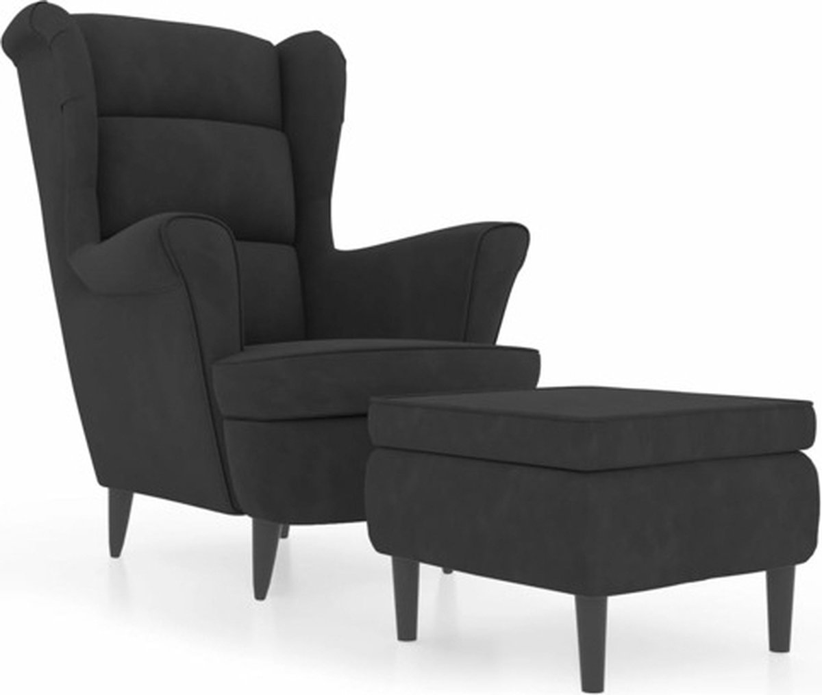 vidaXL Fauteuil - met - voetenbank - fluweel - donkergrijs