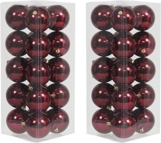 40x Bordeaux rode kunststof kerstballen 8 cm - Glans - Onbreekbare plastic  kerstballen... | bol.com