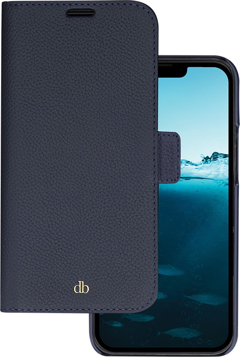 iPhone 14 Pro Max Bookcase hoesje - dbramante1928 - Effen Donkerblauw - Leer