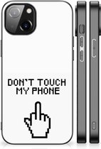 Hoesje Geschikt voor Apple iPhone 14 Leuk TPU Back Case met Zwarte rand Finger Don't Touch My Phone