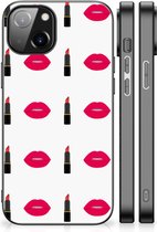 Silicone Hoesje Geschikt voor 14 Telefoon Hoesje met Zwarte rand Lipstick Kiss