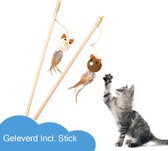 Katten speeltjes Catnip Katten Speelgoed Kattenspeeltjes Katten Hengel Bal Met Catnip – Bruin & Wit