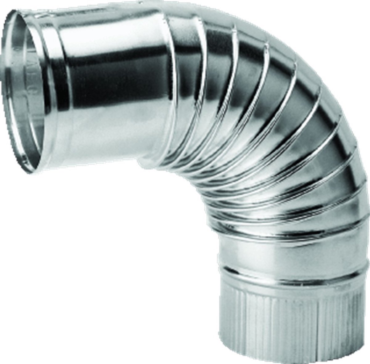 Burgerhout rookgasafvoerbocht Ø150mm 90° Aluminium enkelwandig plooi