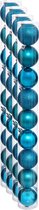36x stuks kerstballen turquoise blauw glans en mat kunststof diameter 6 cm - Kerstboom versiering