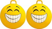 2x stuks gele skippybal smiley voor kinderen 65 cm - buiten speelgoed