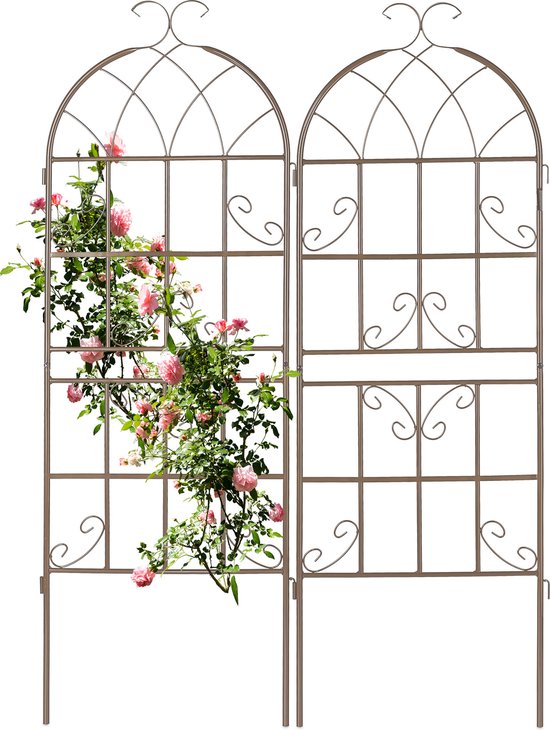 Relaxdays klimplantenrek, set van 3, uitschuifbaar, tuin, balkon, 250 cm, kunststof, plantensteun klimplanten, wit
