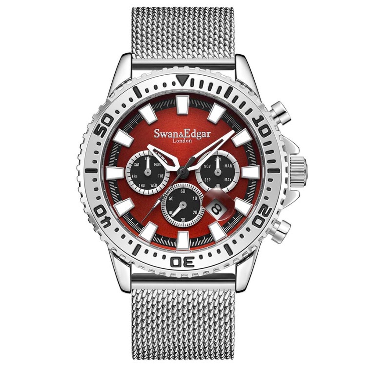 Swan & Edgar - Limited Edition Hand Assembled Master Automatic Steel Red - Herenhorloge