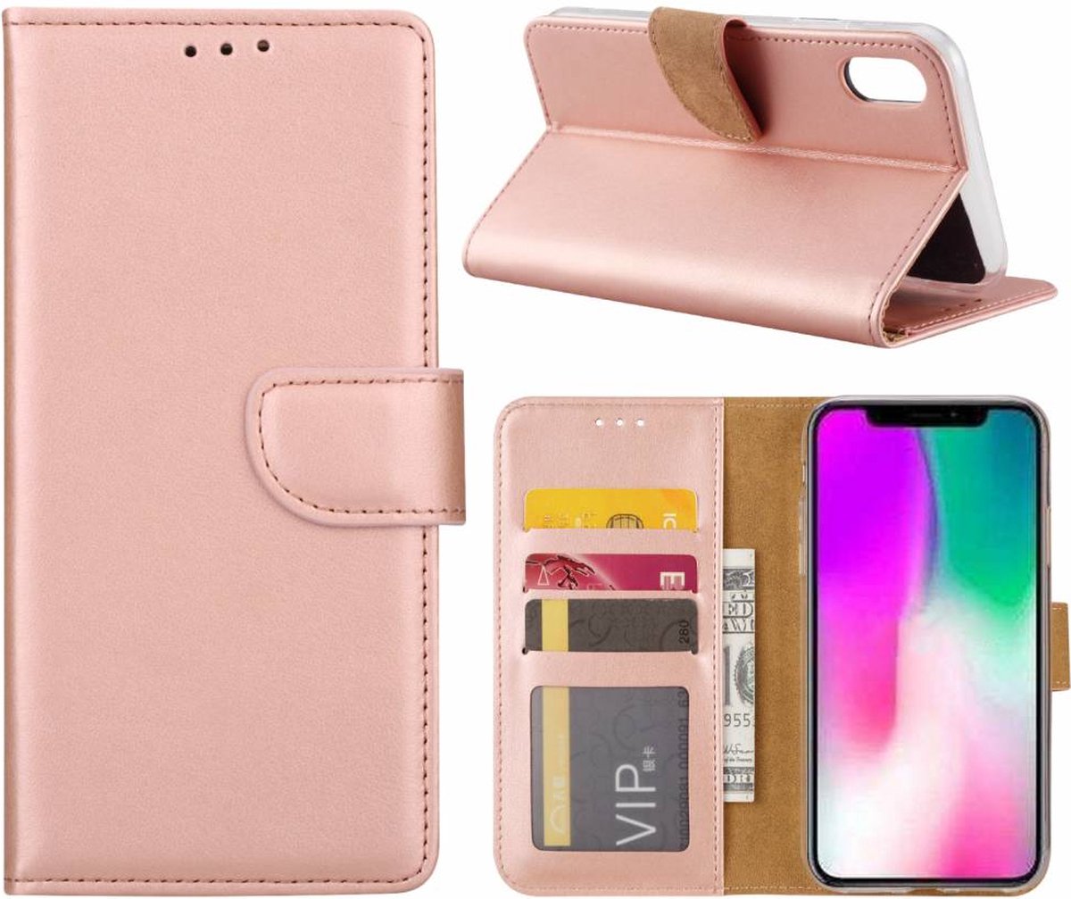 Bookcase Geschikt voor: iPhone X / XS Rosé Goud - Portemonnee hoesje - ZT Accessoires