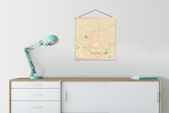 Posterhanger avec affiche - Affiche scolaire - Carte - Didam - Carte - Plan de la ville - 90x90 cm - Lattes vierges