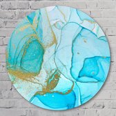 Marble blue & gold - 80 cm Forex Muurcirkel - Figuren en Vormen - Wanddecoratie - Rond Schilderij - Wandcirkel