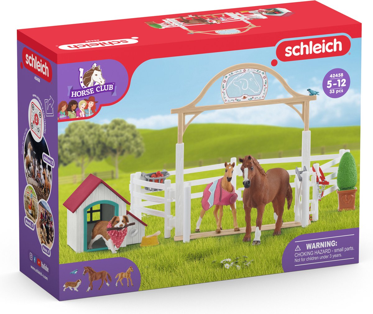 schleich HORSE CLUB Speelfigurenset - Hannah's Gastpaarden en Hond Ruby - Kinderspeelgoed voor Jongens en Meisjes - 5 tot 12 jaar - 20 Onderdelen - 42458 - Schleich