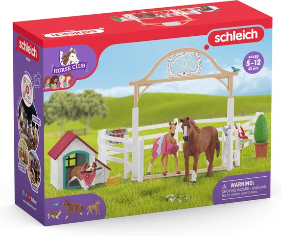 schleich HORSE CLUB Speelfigurenset - Hannah's Gastpaarden en Hond Ruby - Kinderspeelgoed voor Jongens en Meisjes - 5 tot 12 jaar - 20 Onderdelen - 42458