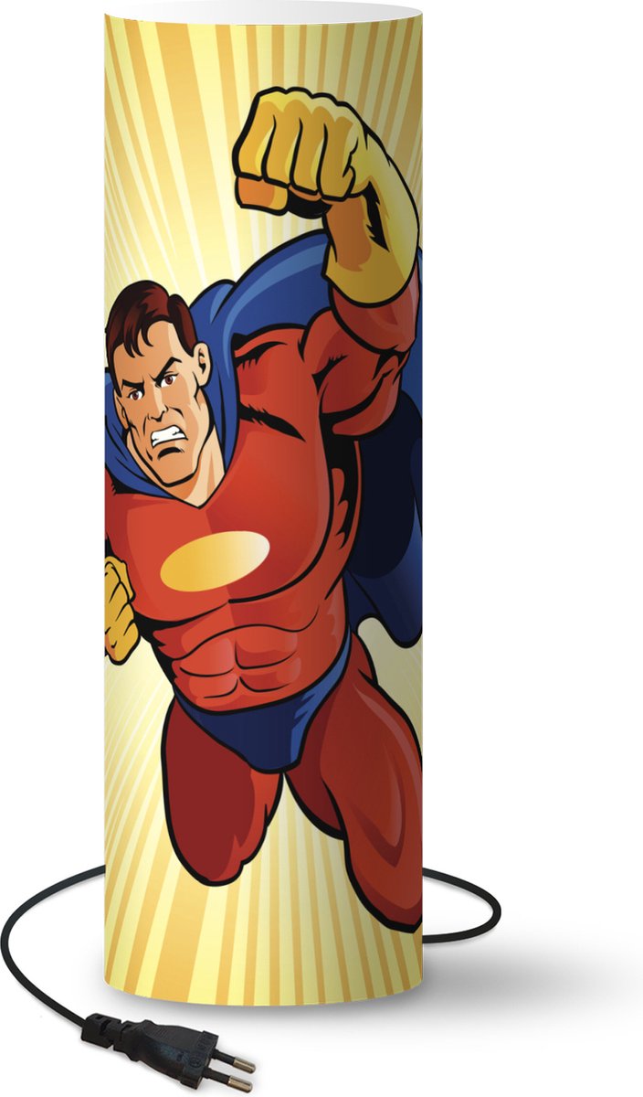 Lamp Superman illustratie - illustratie van superheld - 70 cm hoog - Ø22 cm - Inclusief LED lamp