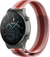 Strap-it Smartwatch bandje Milanese - geschikt voor Huawei Watch GT / GT 2 / GT 3 / GT 3 Pro 46mm / GT 2 Pro / GT Runner / Watch 3 / 3 Pro - Rood/roze