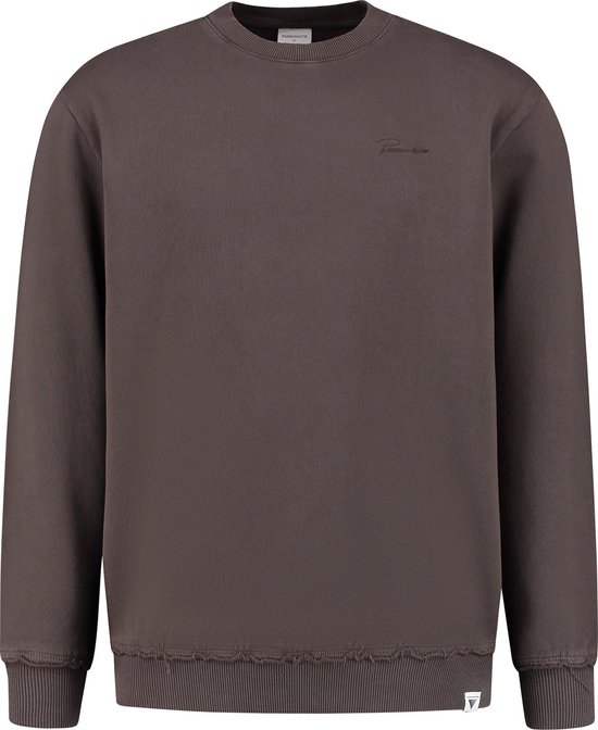 Purewhite - Heren Regular Fit Sweater - Bruin - Maat L