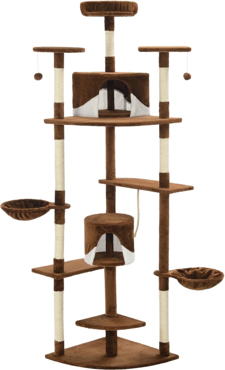 Decoways - Kattenkrabpaal met sisal krabpalen 203 cm bruin en wit